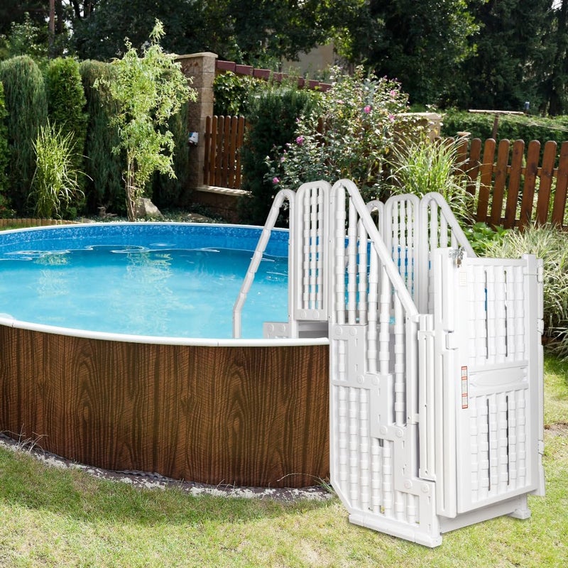 Poolzilla Premium Pool Step Ladder Set for Above Ground Pools - Full Entry-Exit Pool Ladder System with Crossover Bridge, and Lockable Gate - for 48’’ to 54’’ in. Above Ground Pools - Image 2